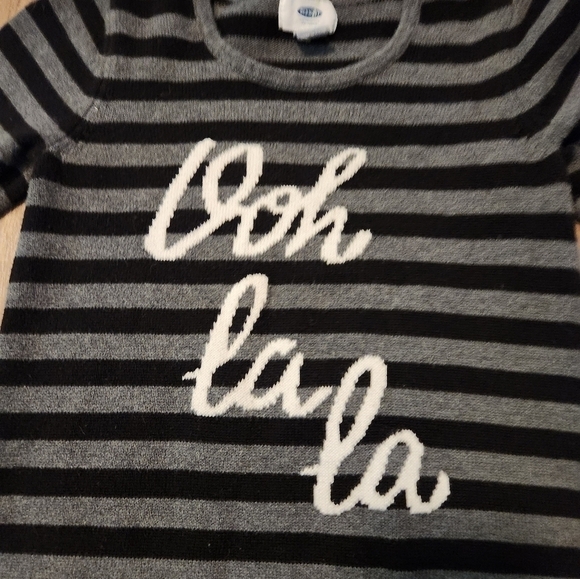 OLD Navy Gray And Black Ooh La La Sweater Dress Size 6/7 Paris - Picture 2 of 4